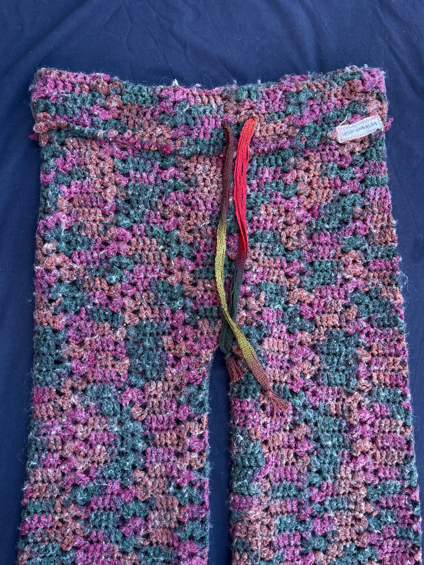 Maroon confetti crochet pants