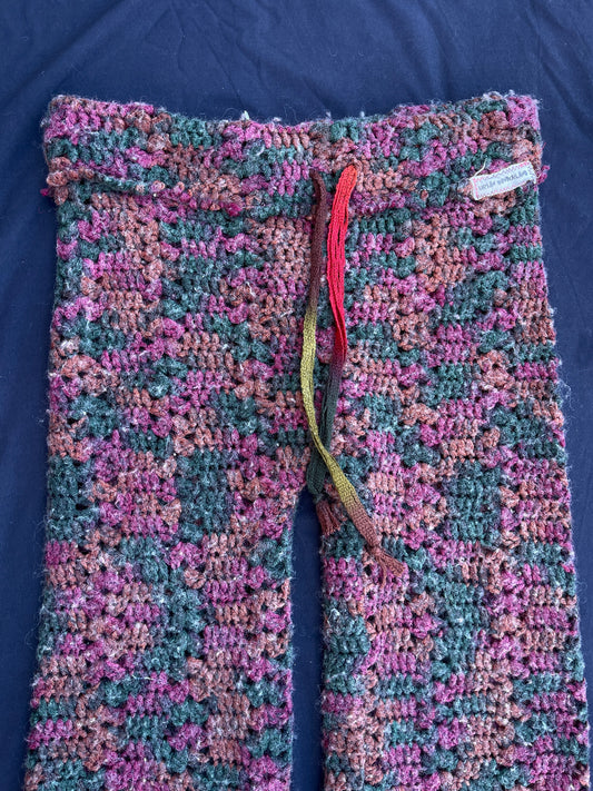 Maroon confetti crochet pants