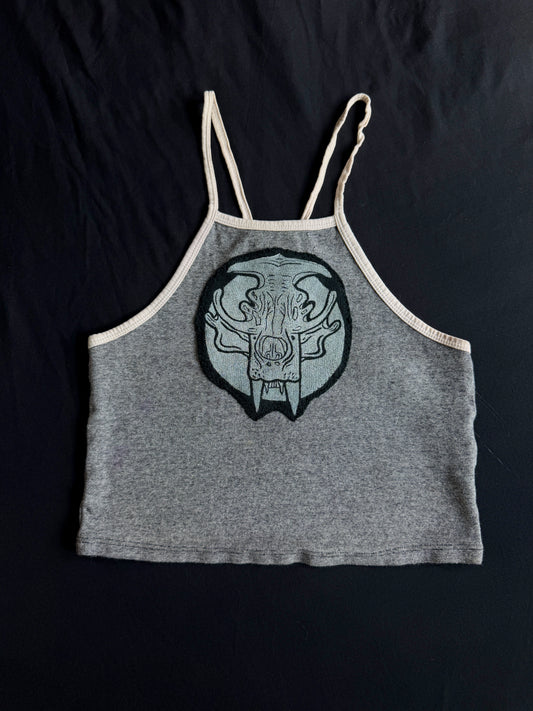 Polar bear skull patch tank top