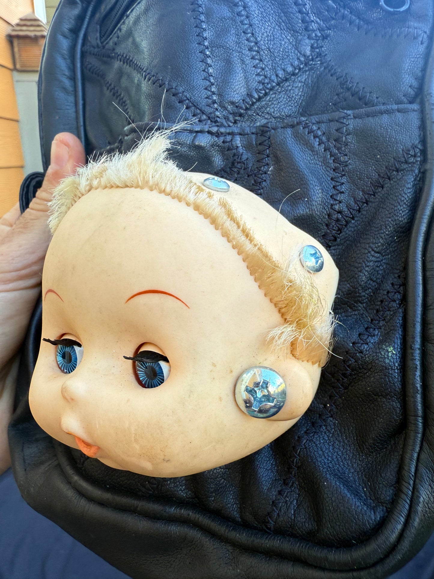 Leather patchwork baby bag