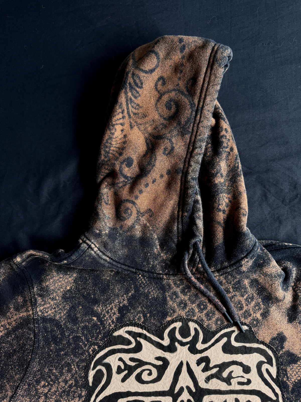 Gargoyle bleach dyed hoodie