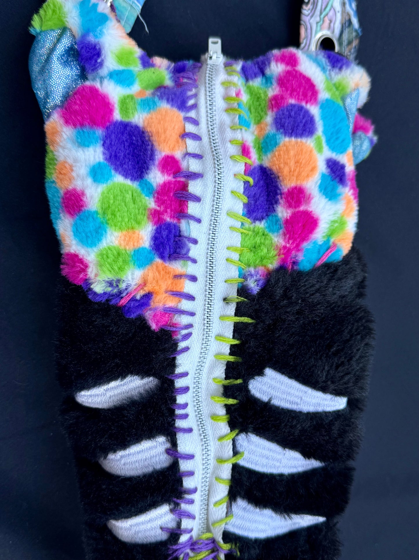 Rainbow skull dog hybrid side bag