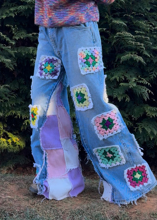 Purple daydream granny square pants
