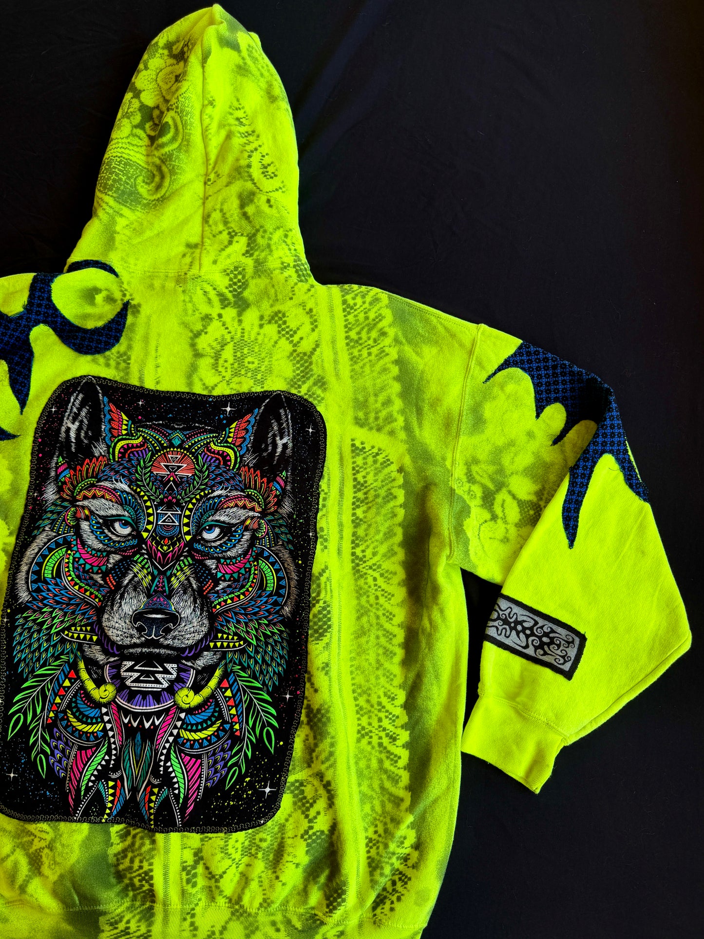 Neon clown wolf hoodie