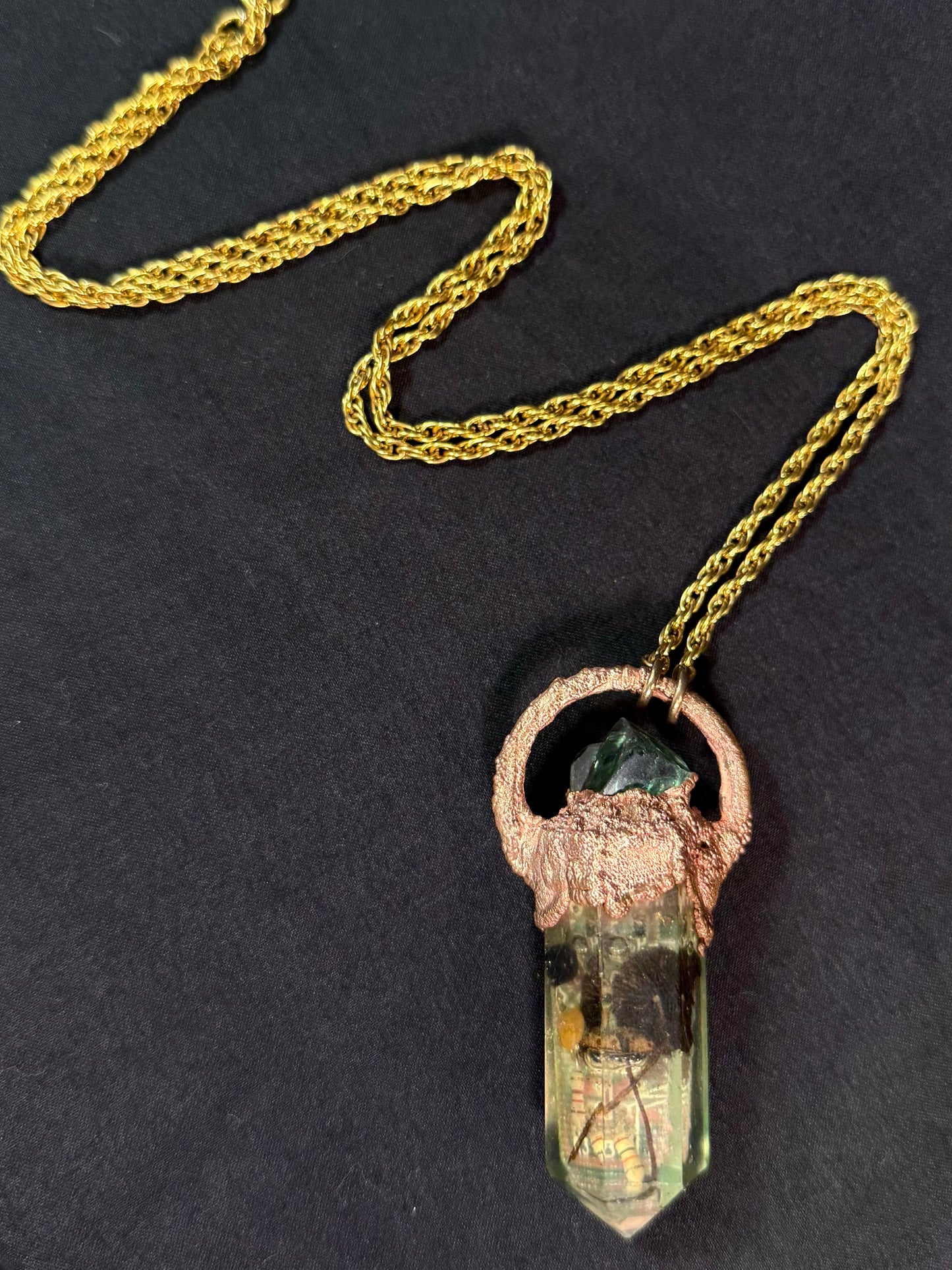 Cyber mushroom crystal with fluorite cube and opal