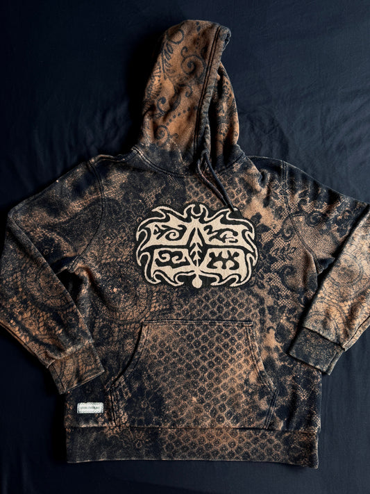 Gargoyle bleach dyed hoodie