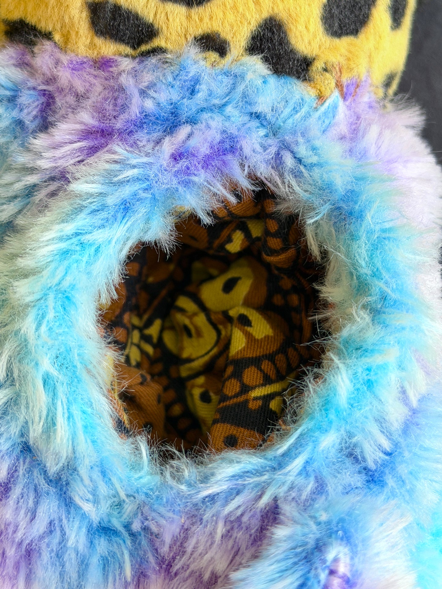Cheetah + blue and purple guy hybrid side bag
