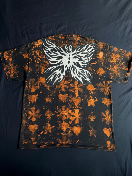 Butterfly bleach dyed t-shirt
