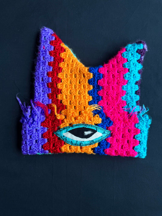 Crochet eyeball patch hat