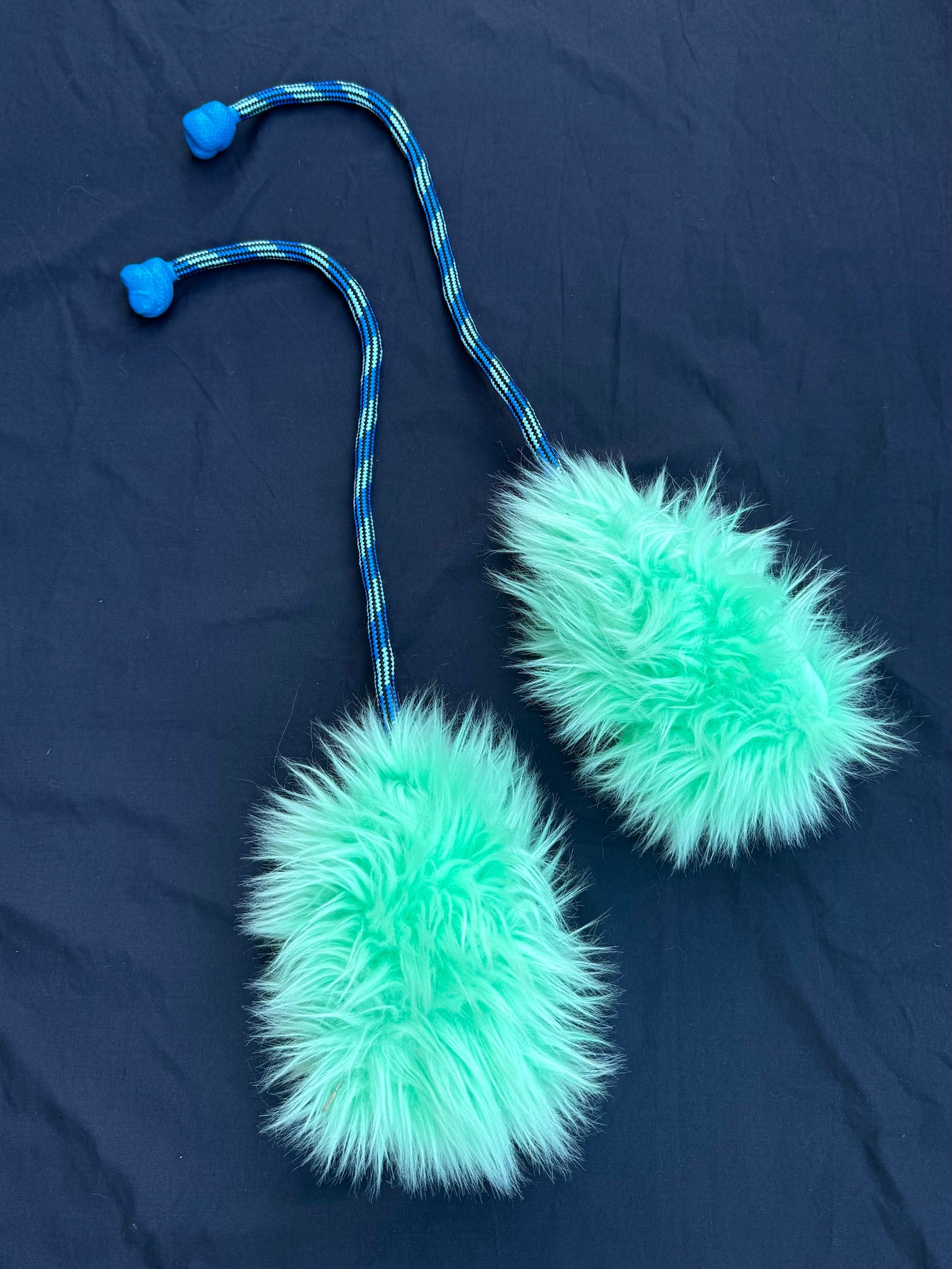 Teal fluffy mega poi
