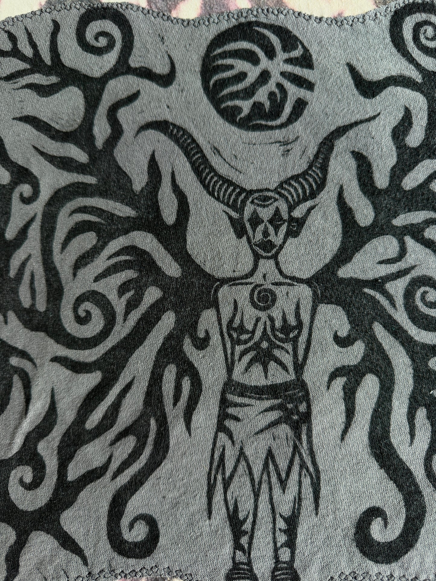 Beetle + moon goddess bleach dyed t-shirt