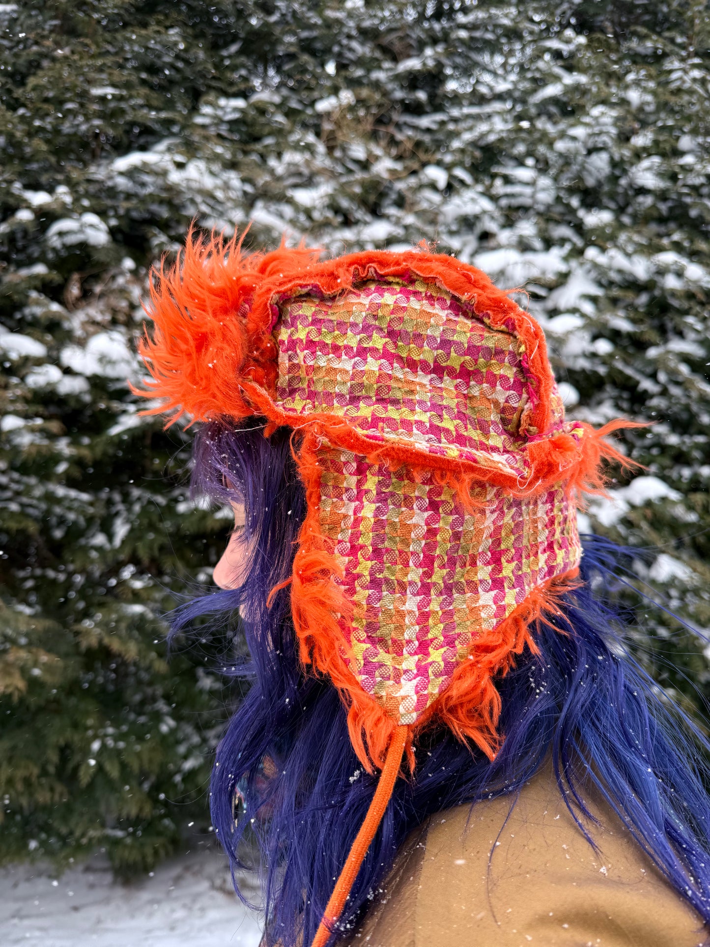Orange fluff ushanka