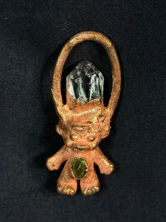 Quartz point troll amulet