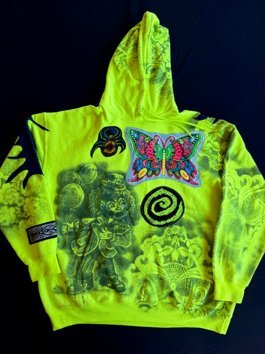 Neon clown wolf hoodie