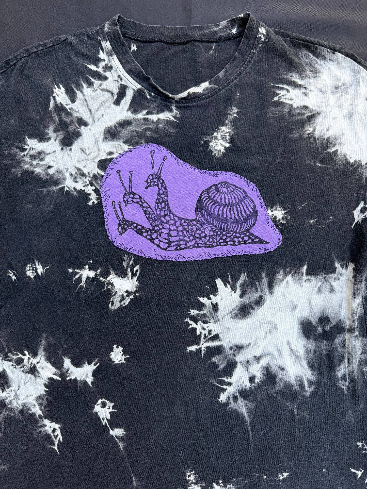 Three headed snail patch tie dye t shirt