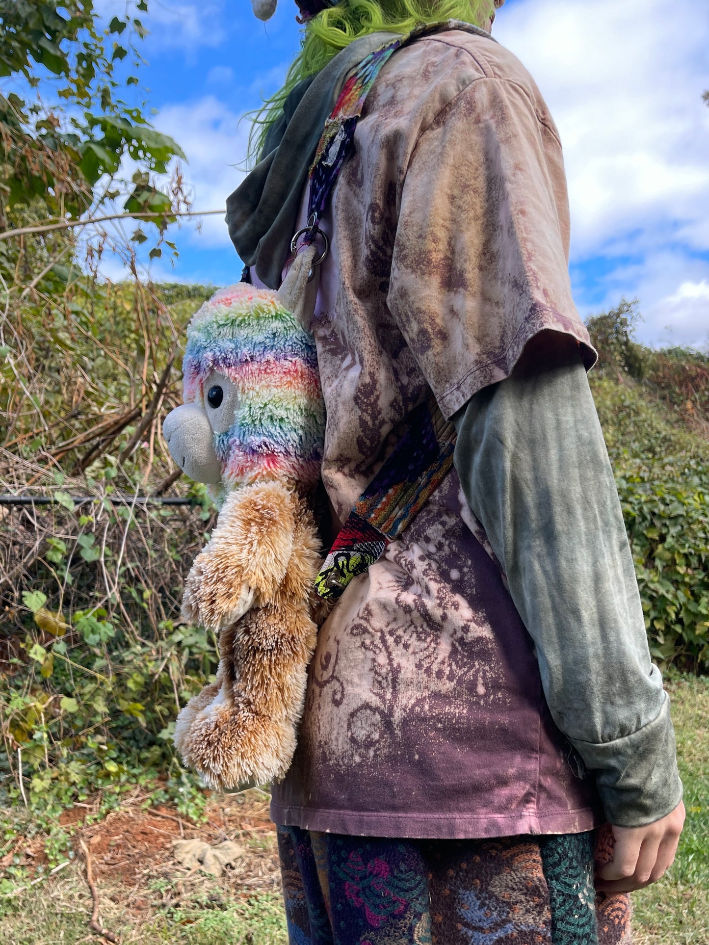 Rainbow camel + fuzzy brown bear hybrid backpack