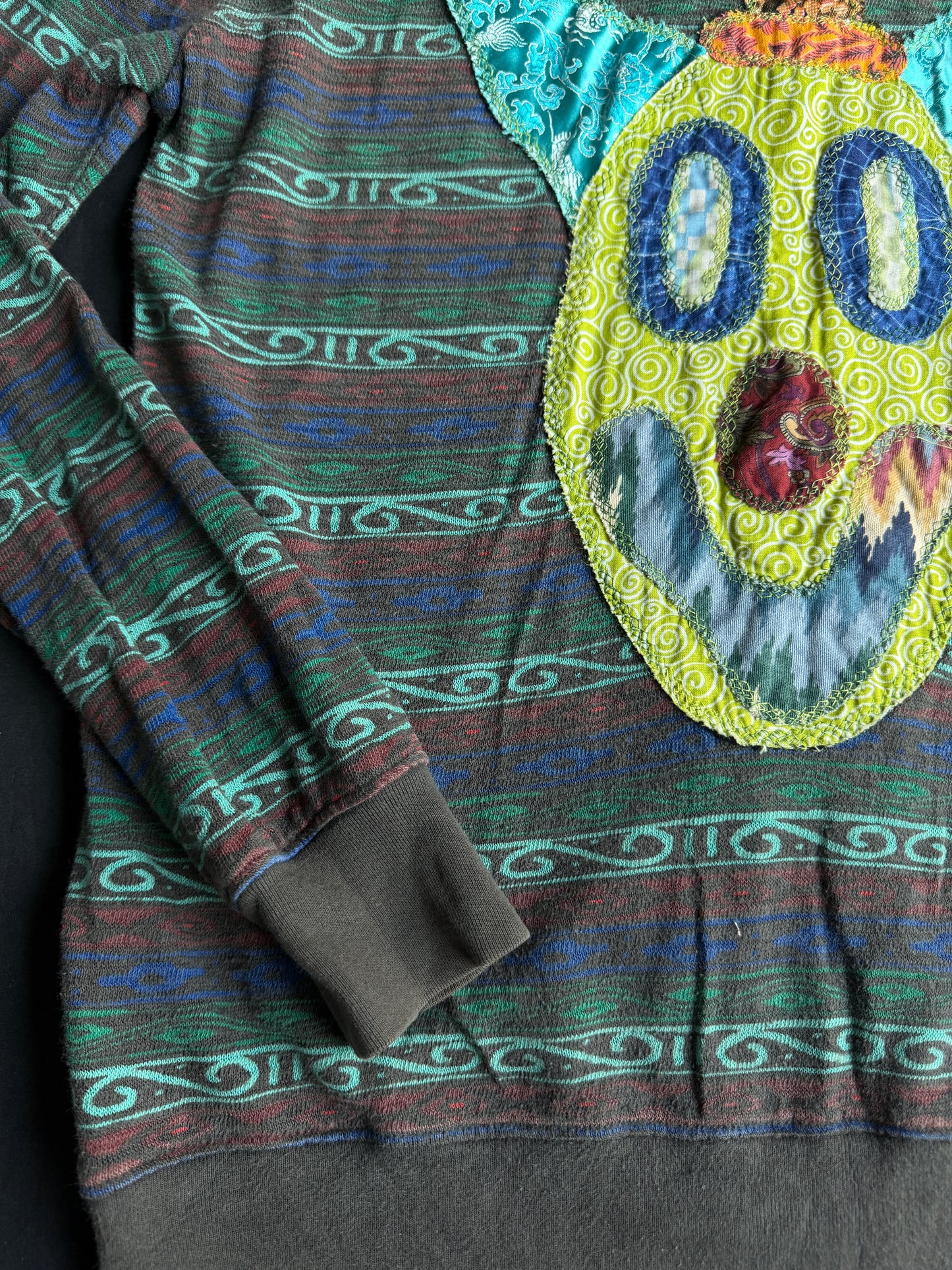 Scrappy clown flower zip up