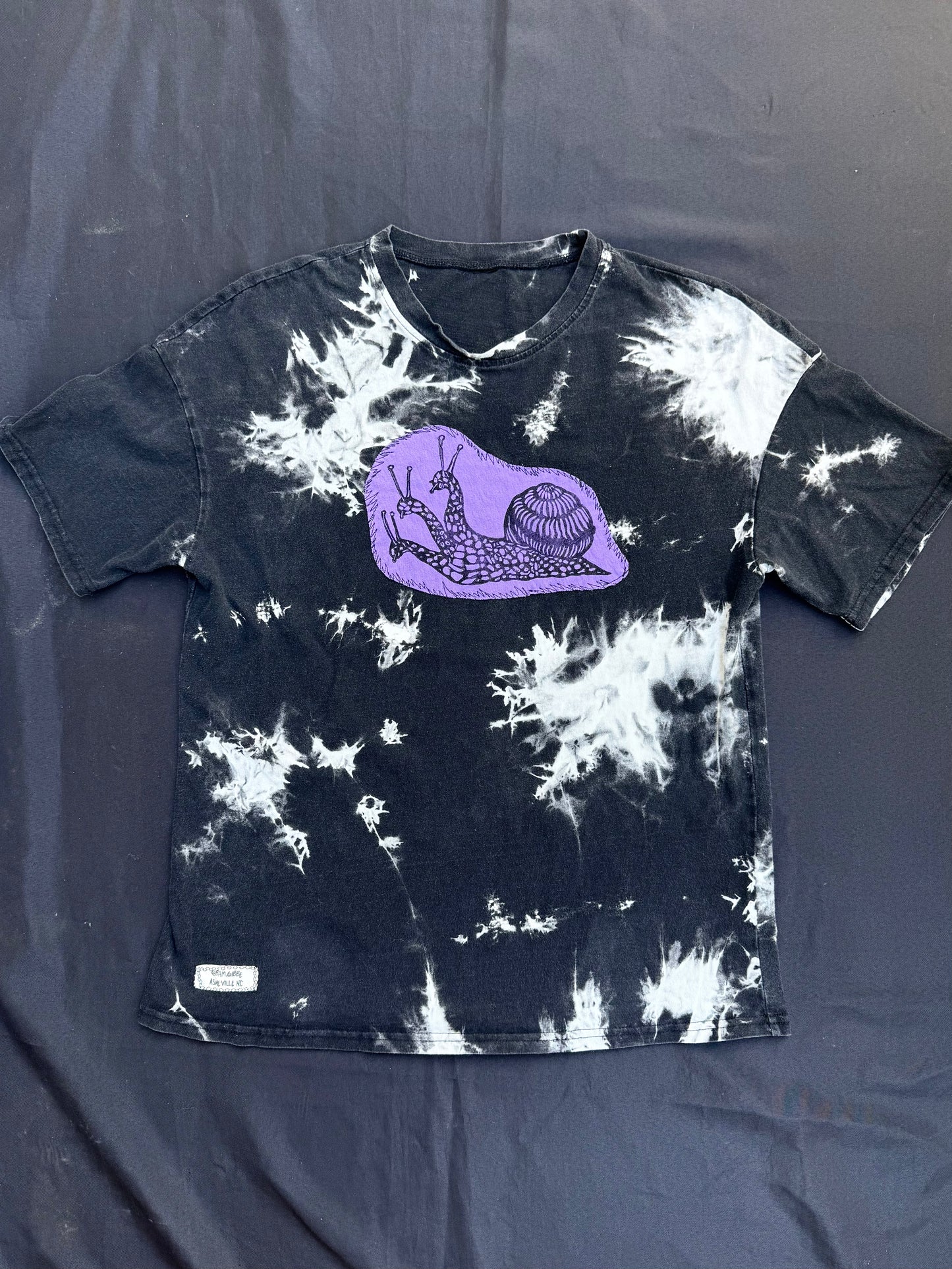 Three headed snail patch tie dye t shirt
