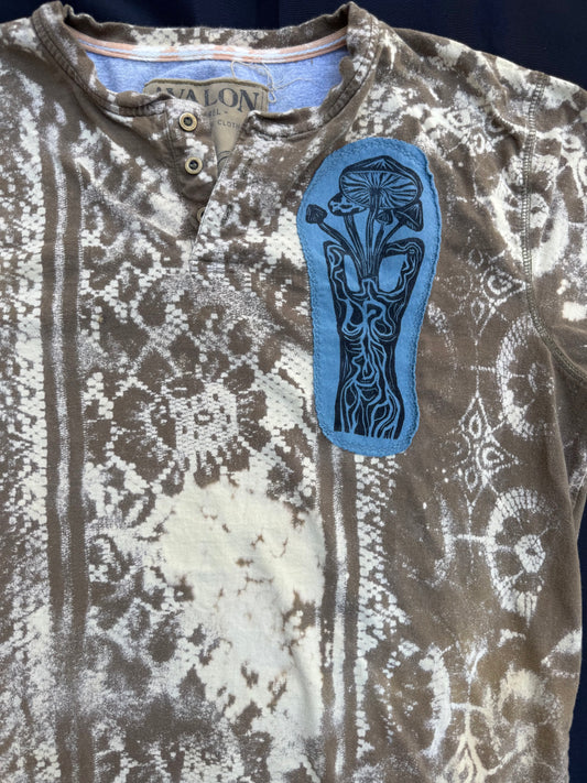 Mushroom lady patch bleach dyed shirt