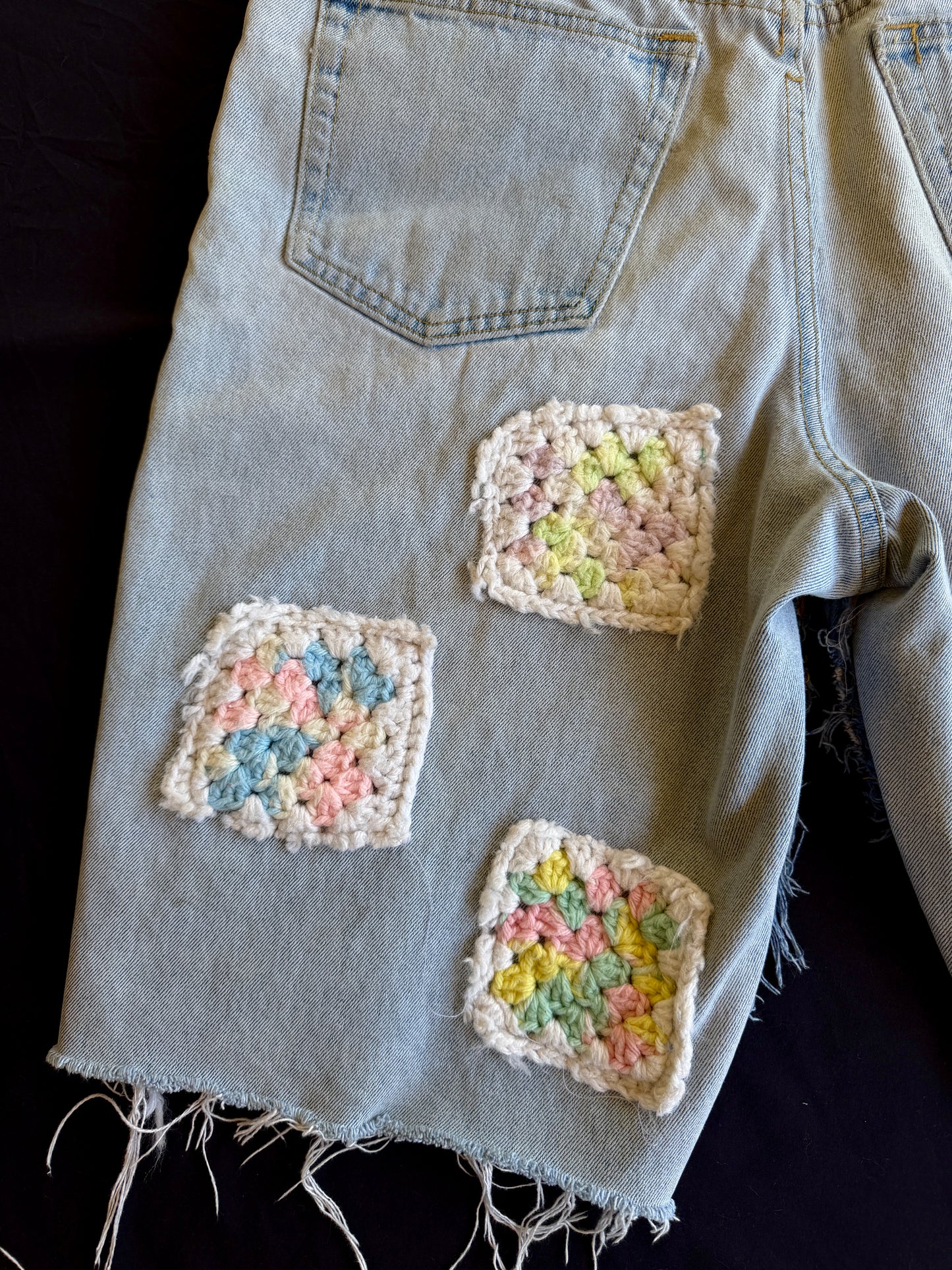 Crochet granny square shorts