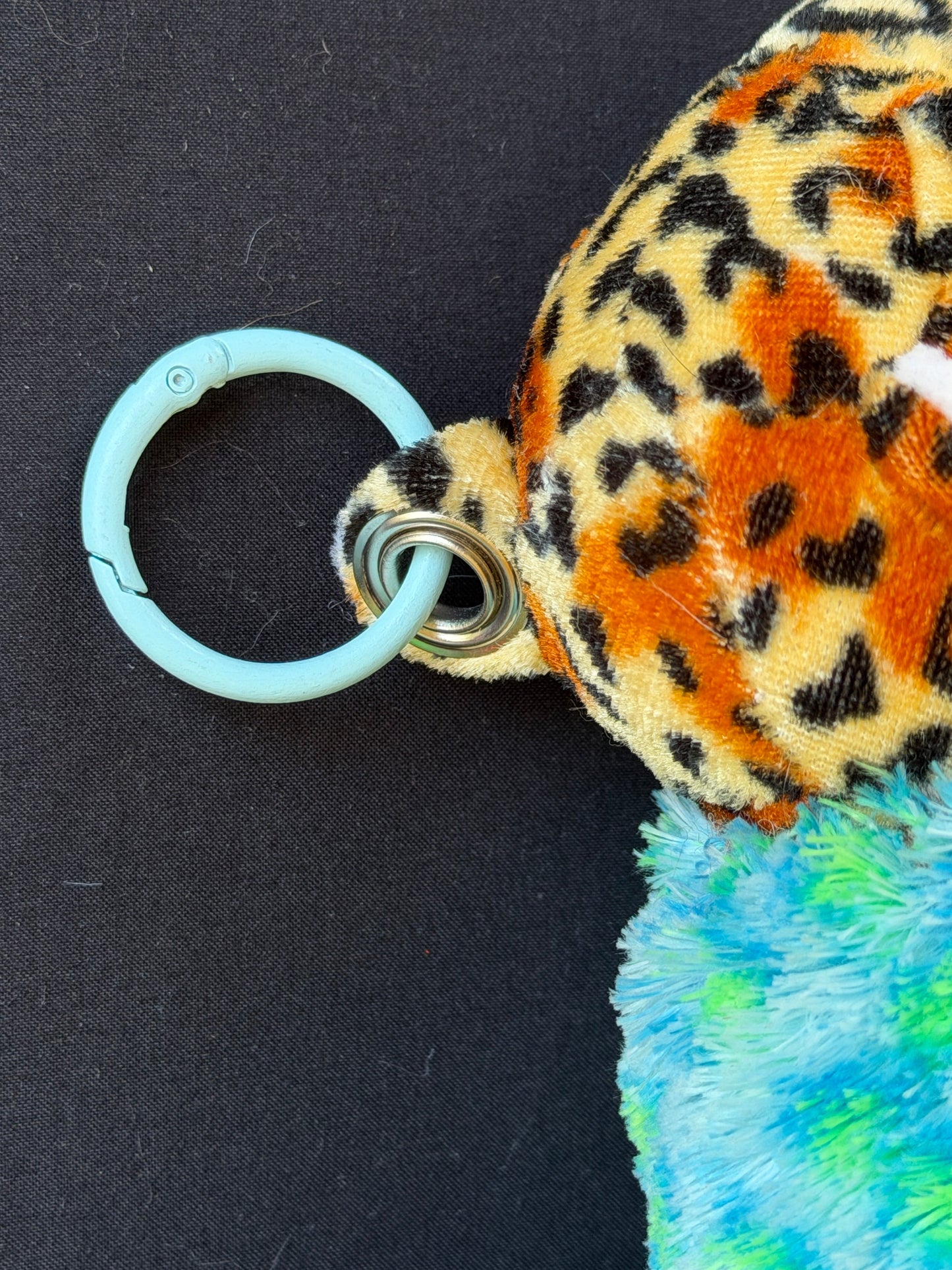 Leopard + green & blue leopard keychain buddy