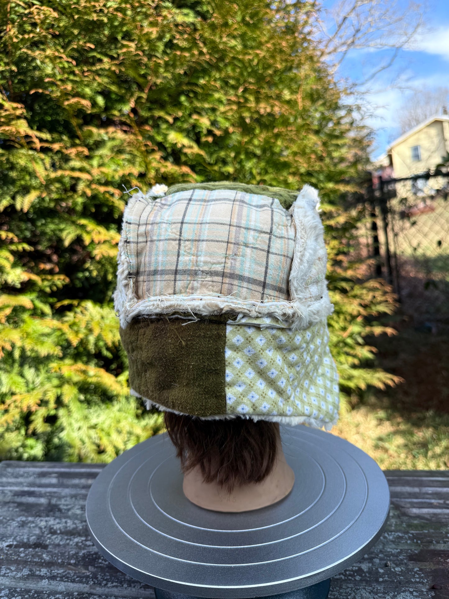 Green patchwork ushanka