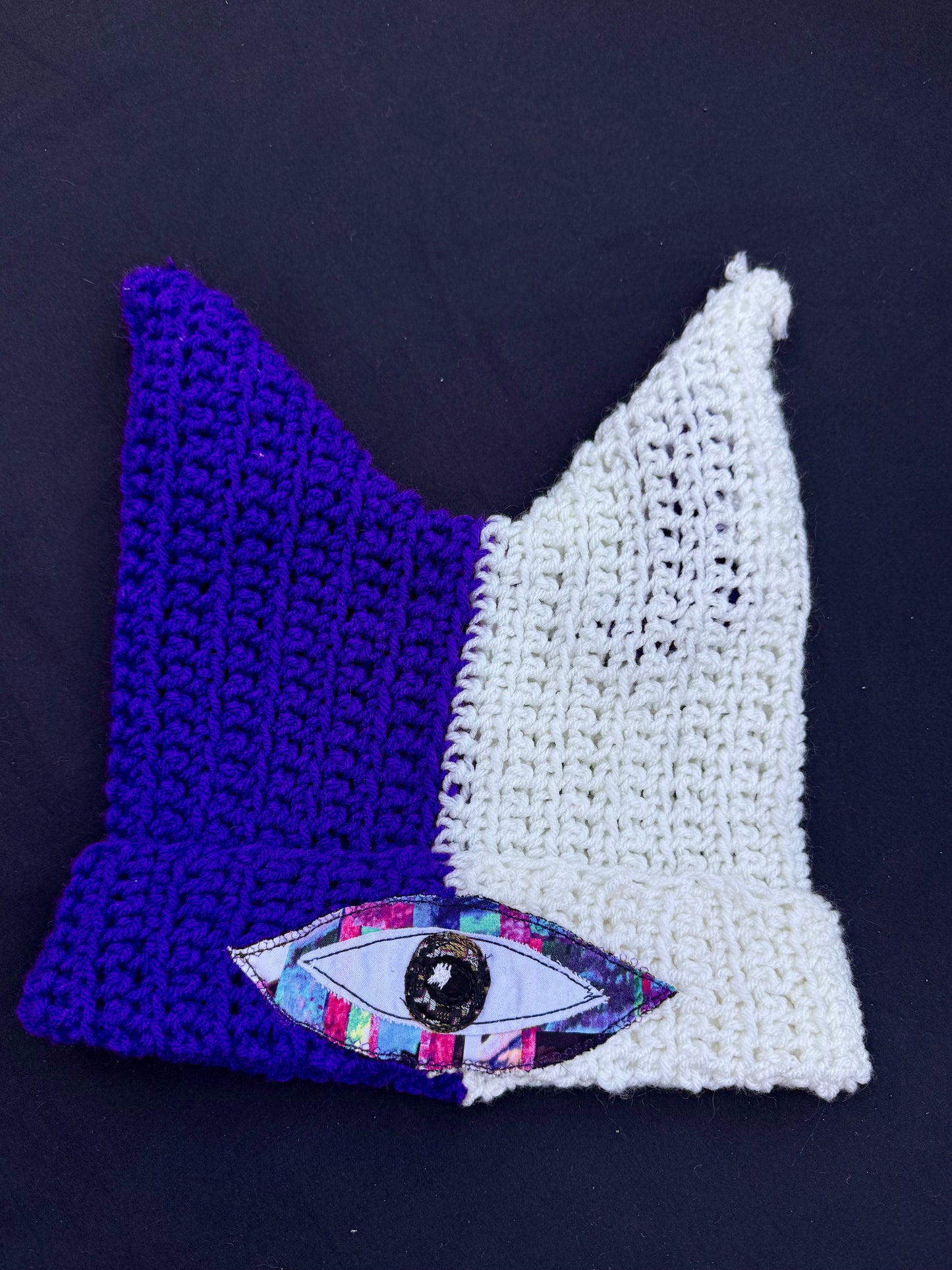 Crochet eyeball patch hat