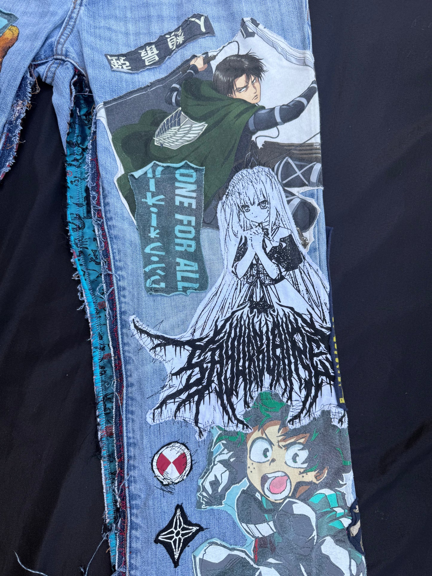 Anime collage patch jeans