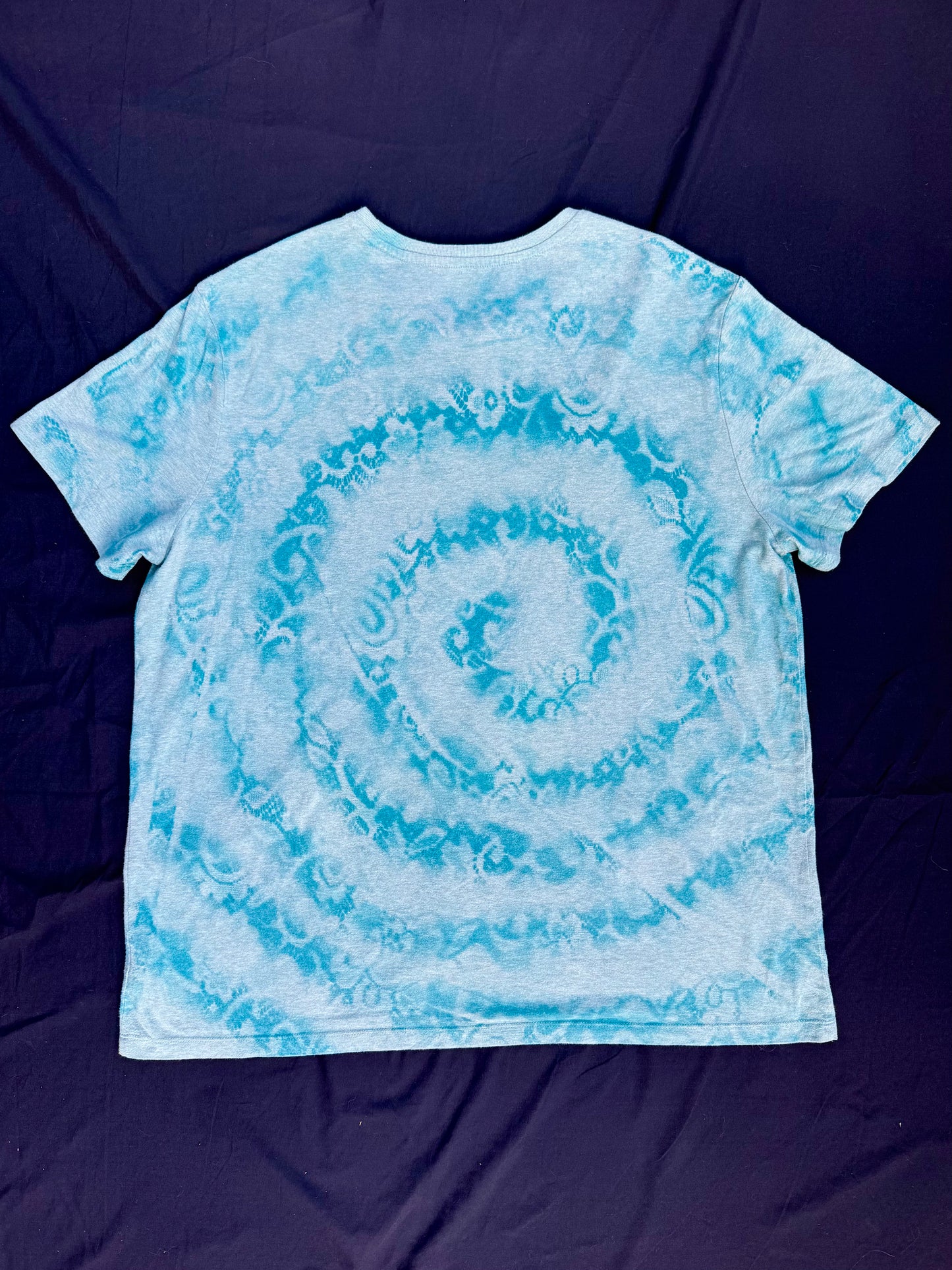 Clown patch bleach dyed spiral t-shirt