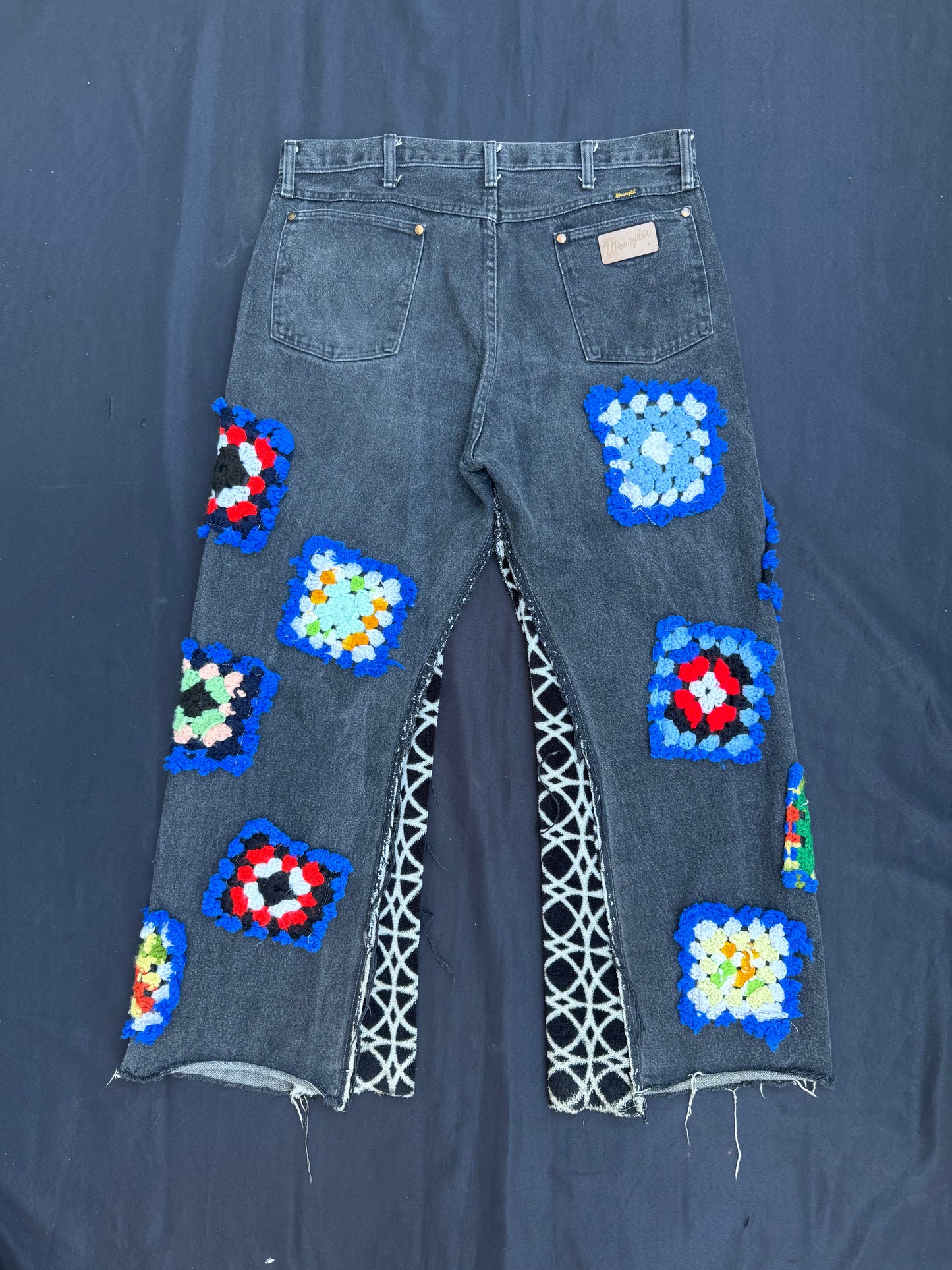 Crochet granny square black jeans