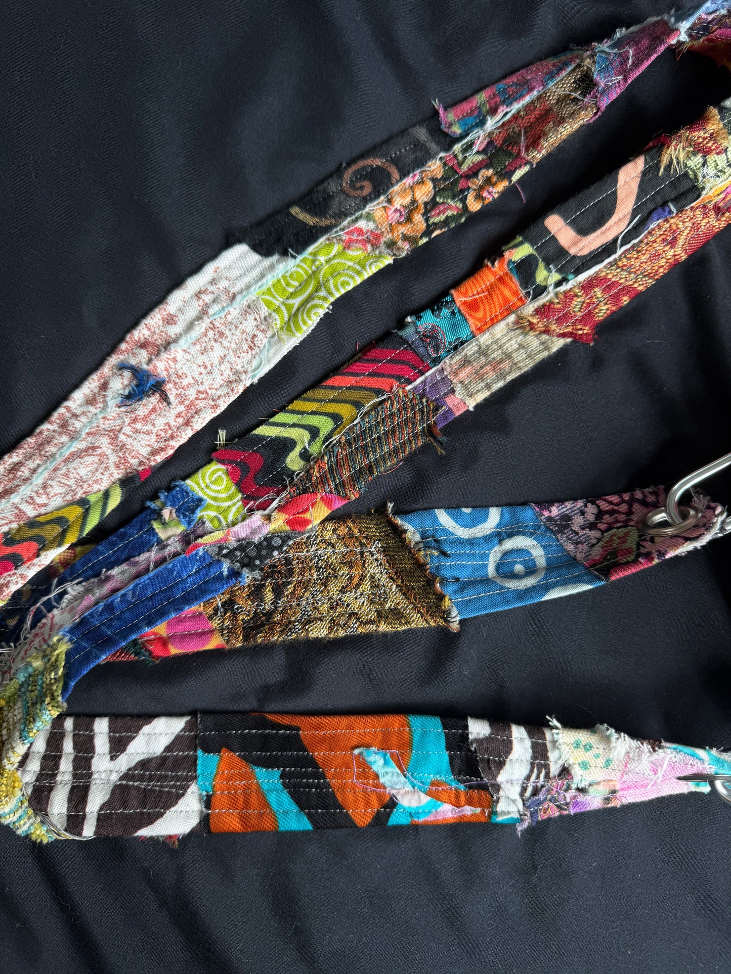 Colorful cat + dino hybrid side bag