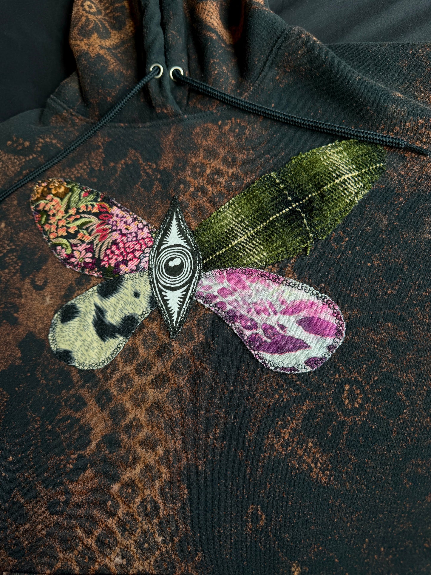 Butterfly + shape bleach dyed hoodie