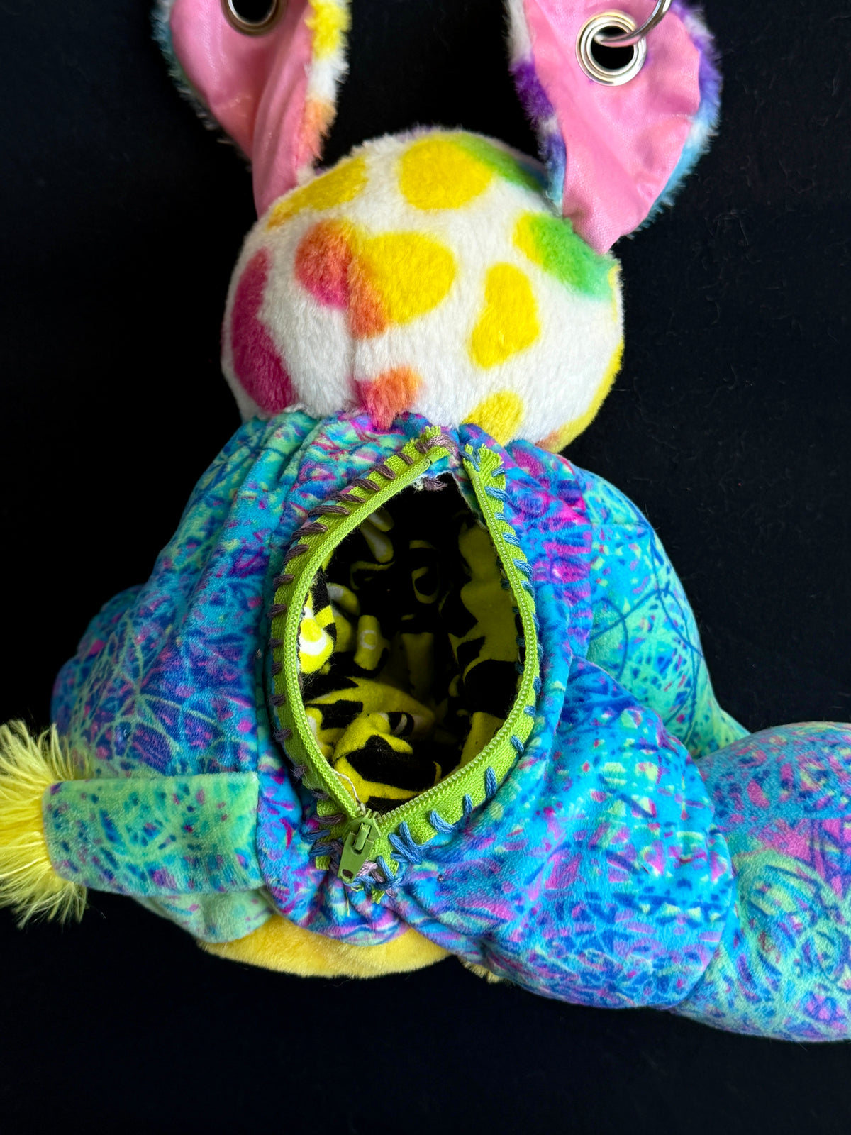 Rainbow dog + elephant hybrid side bag