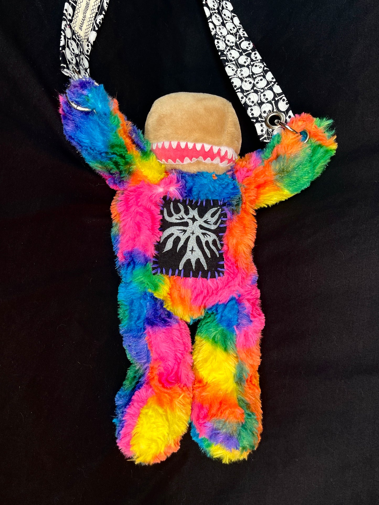 Dino + rainbow tie dye bear side bag