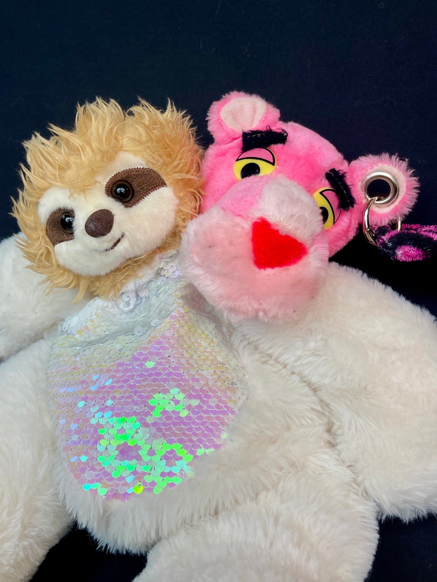 Sloth + Pink Panther + sequin bear side bag
