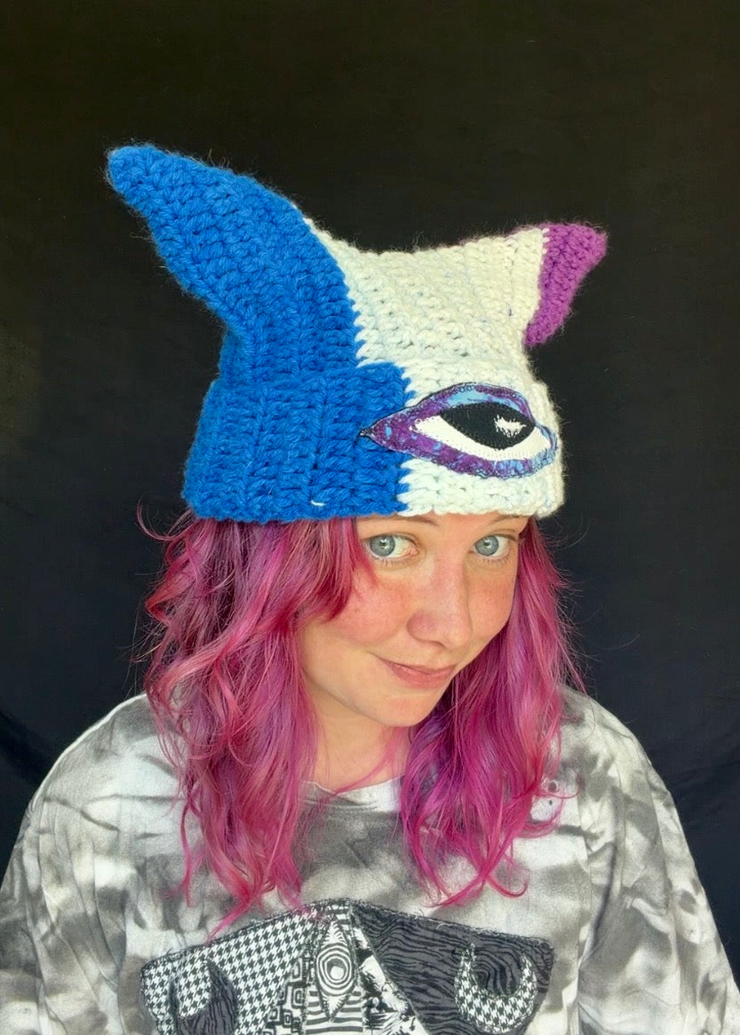 Crochet eyeball patch hat
