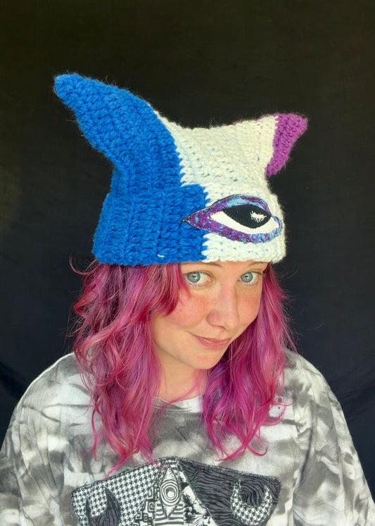 Crochet eyeball patch hat
