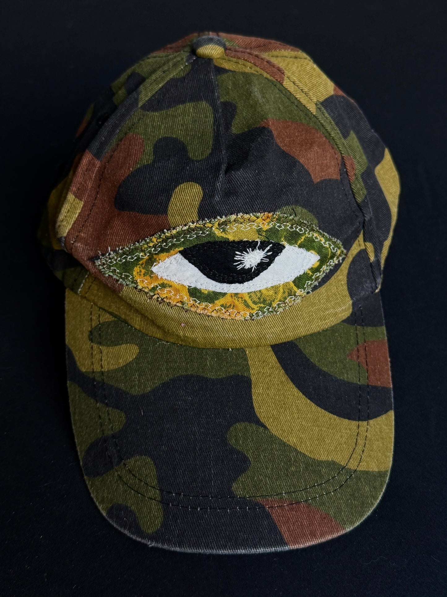 Upcycled Camo Eyeball Hat