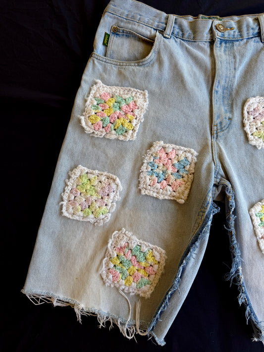 Crochet granny square shorts