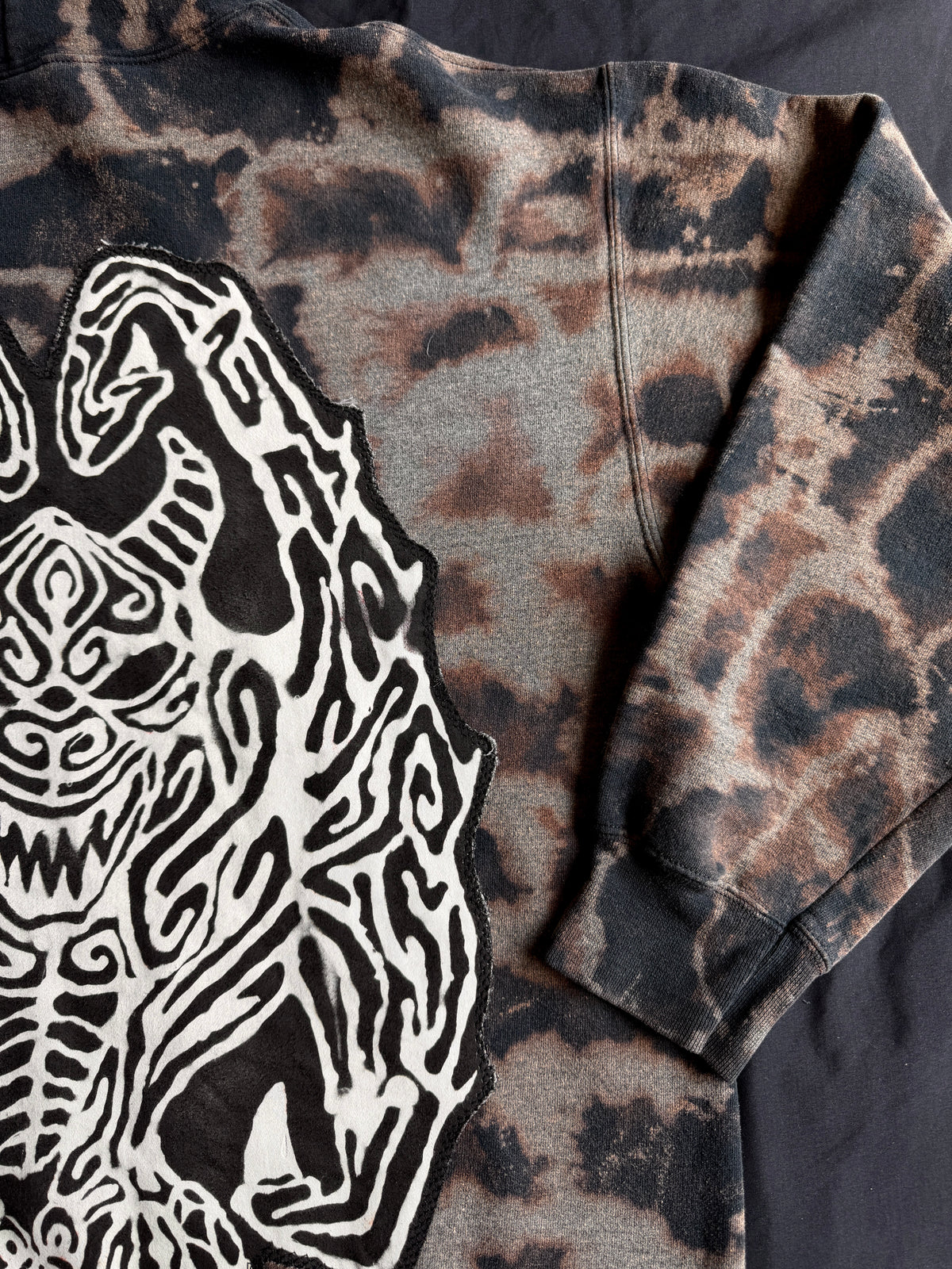 Gargoyle bleach dyed hoodie￼