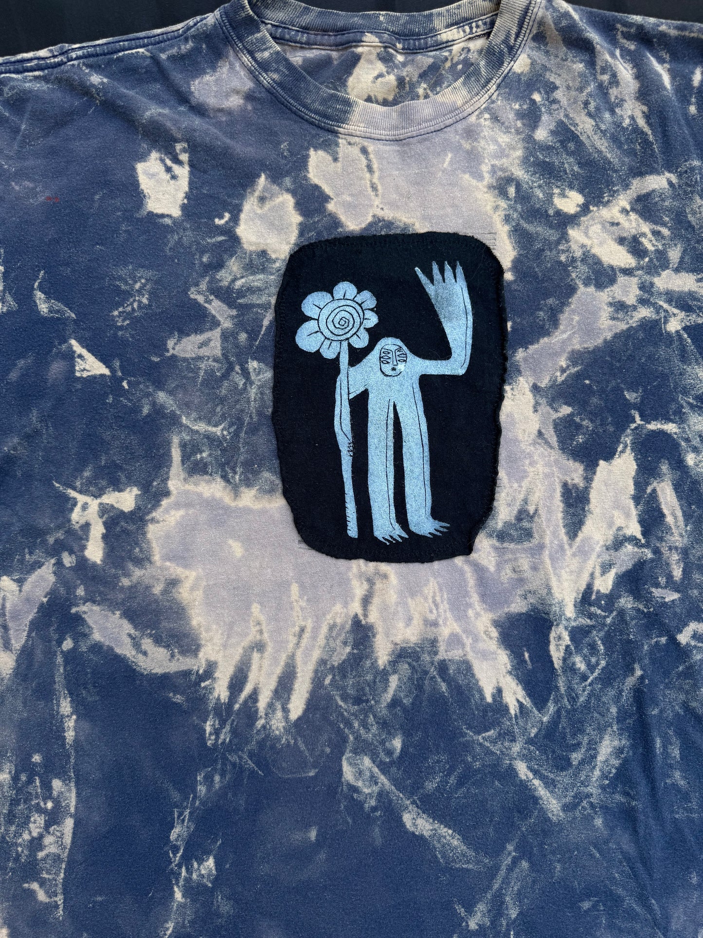 Flower boy patch bleach dyed t-shirt