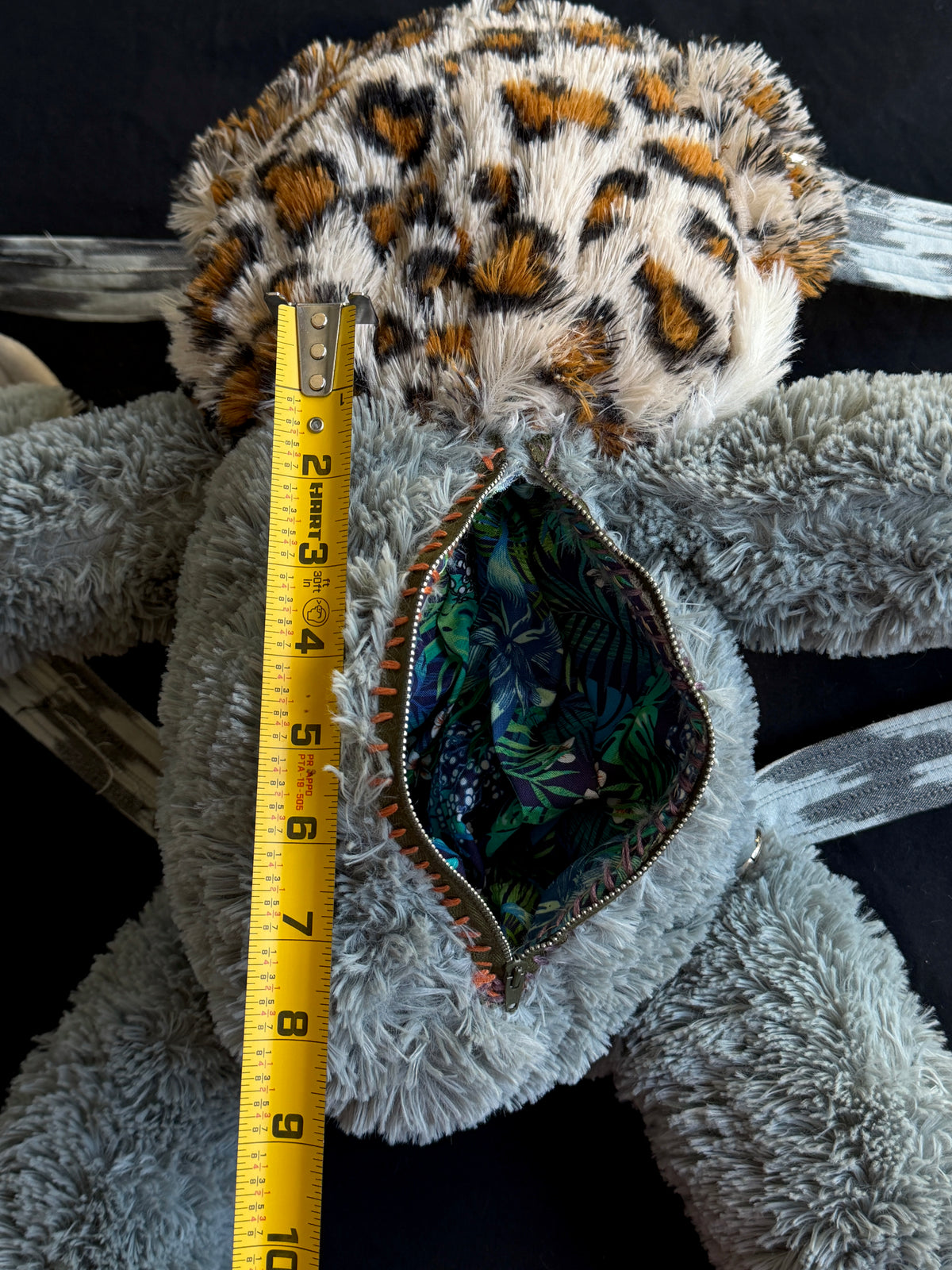 Leopard + sloth hybrid back pack