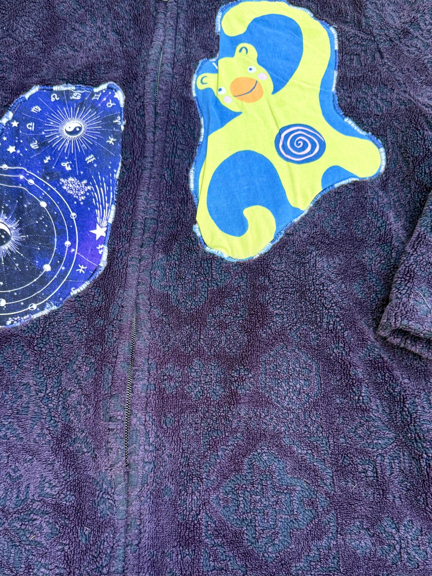 Clown spiral head patch zip up sweatshirt