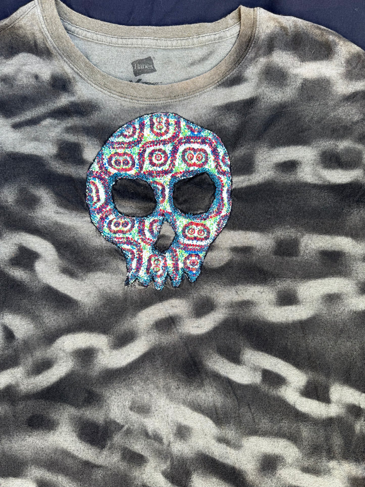Skull chain spray painted shirt