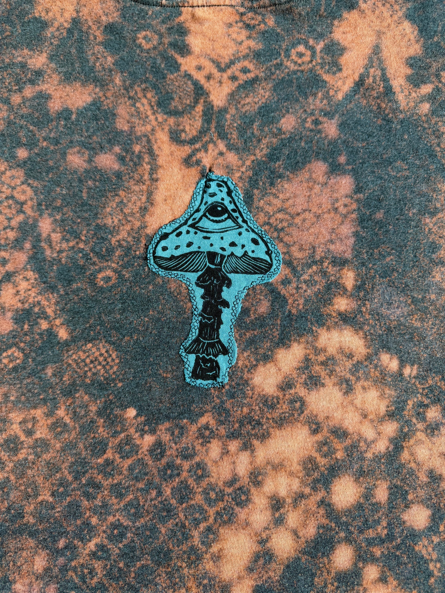 Moon goddess mushroom bleach dyed t-shirt