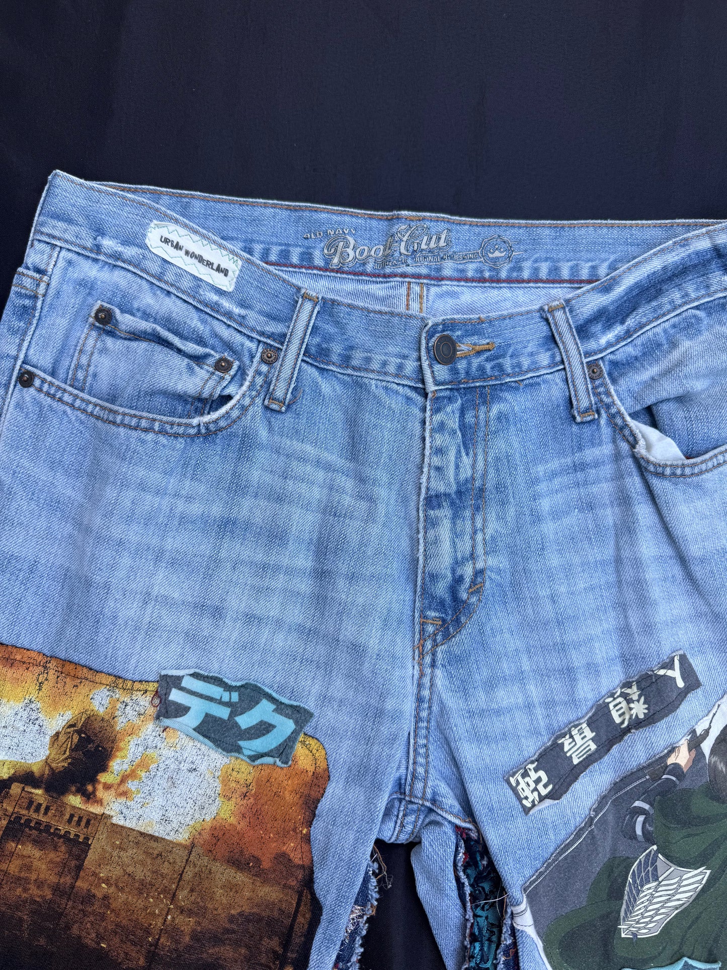 Anime collage patch jeans