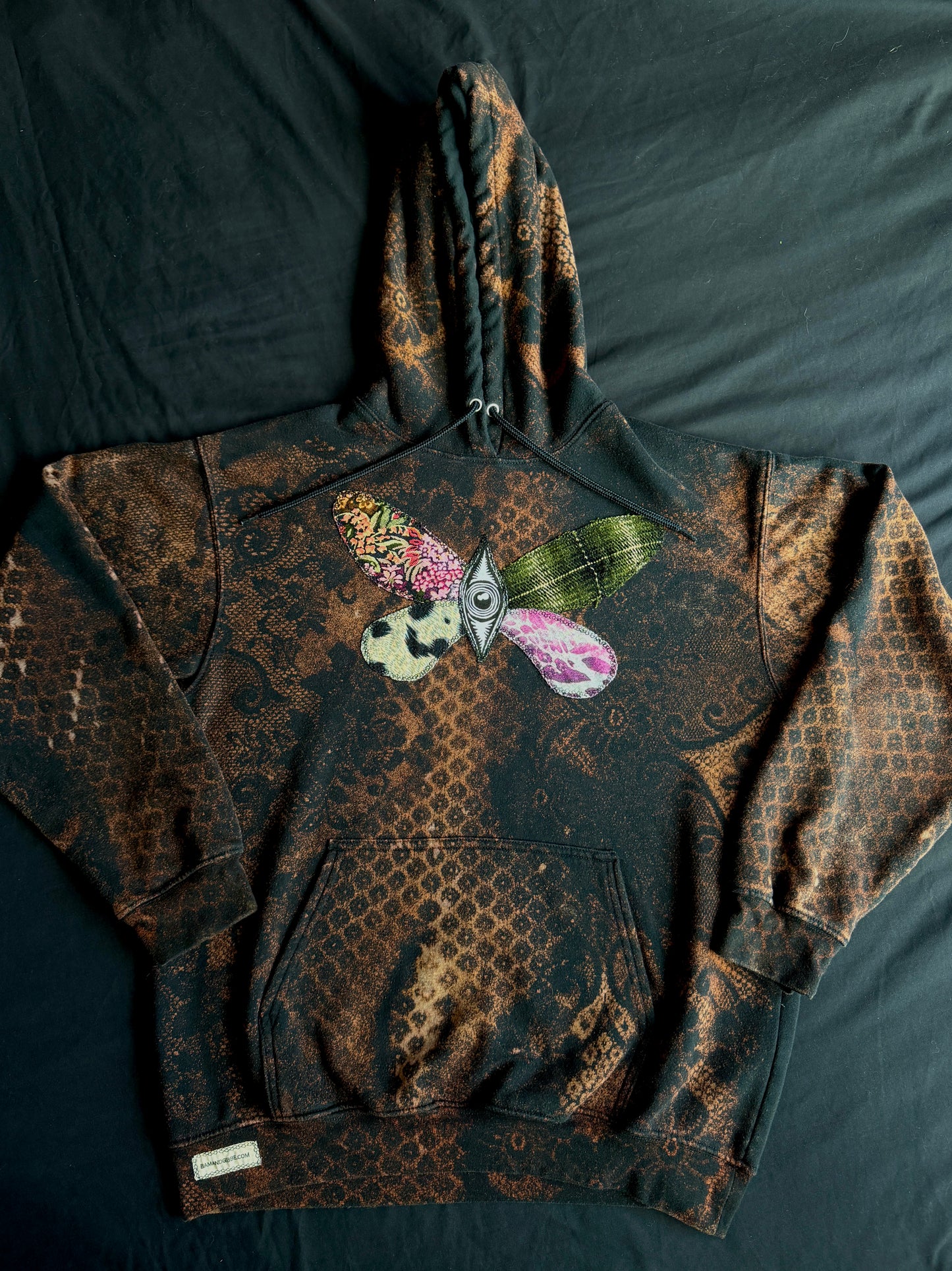 Butterfly + shape bleach dyed hoodie