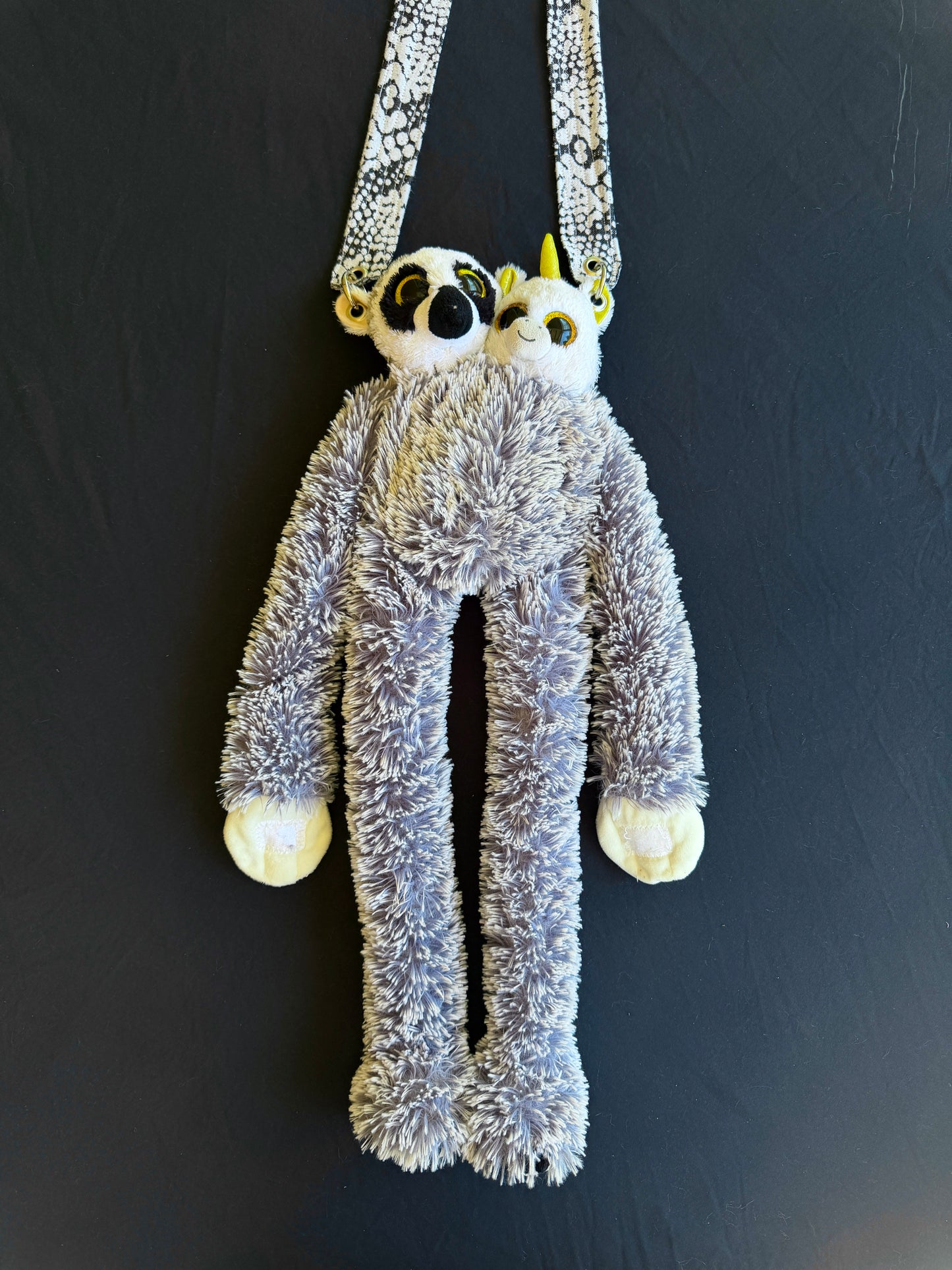 Two headed unicorn, lemur + koala hybrid side bag