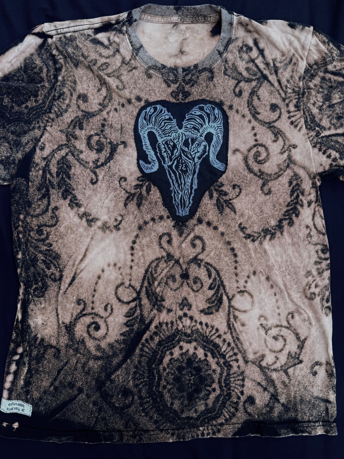 All seeing billy skull bleach dyed t shirt