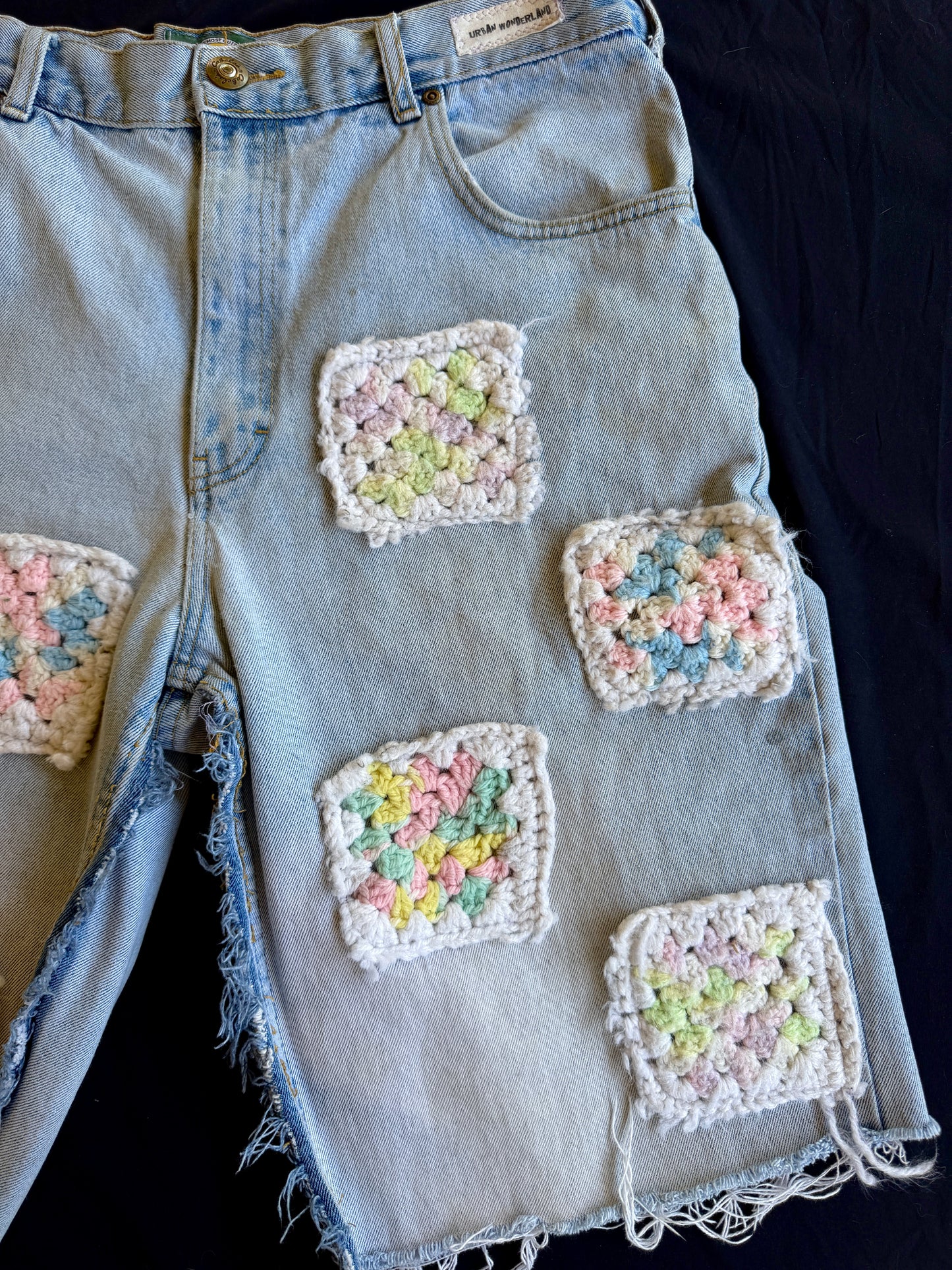 Crochet granny square shorts